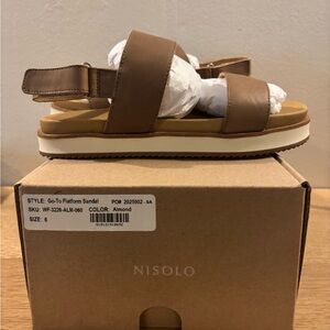 Nisolo Almond Brown Platform Sandals
